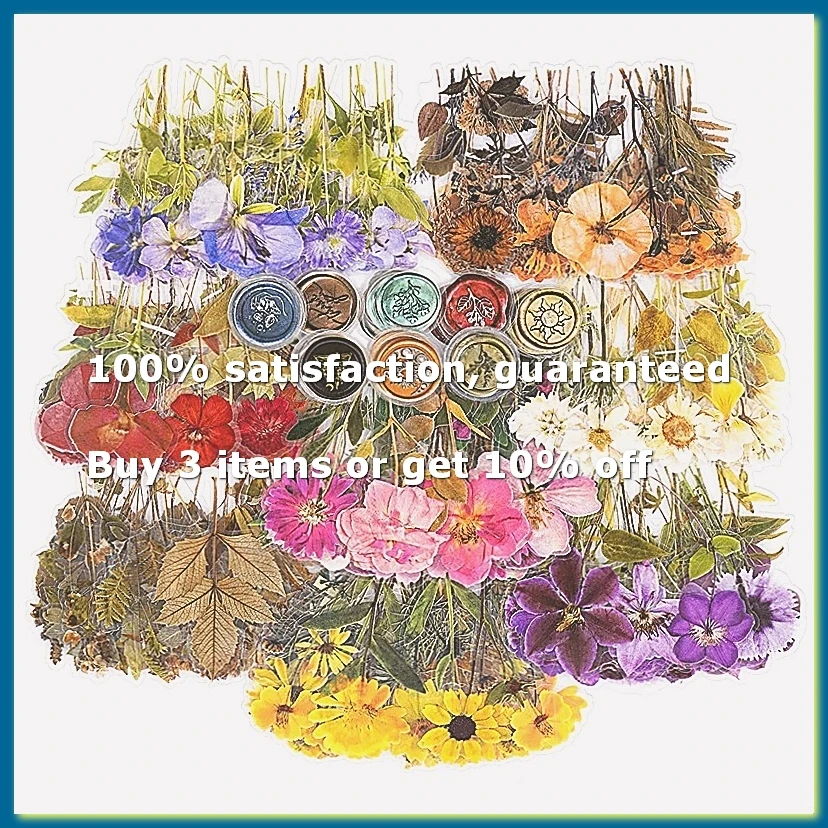 ●Pressed Flower Theme Stickers Set (320 Pieces) Dried Flowers Resin Stickers Decals Floral Botanical Journaling Stickers