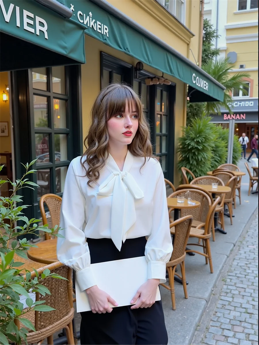 Lässige weiße Hemden, coole Langarmblusen, Damenbekleidung, Trend 2025, Herbst, Unisex, ausgestellte Spitze, feminin, feuchtigkeitsableitend, Urlaubsdrehung