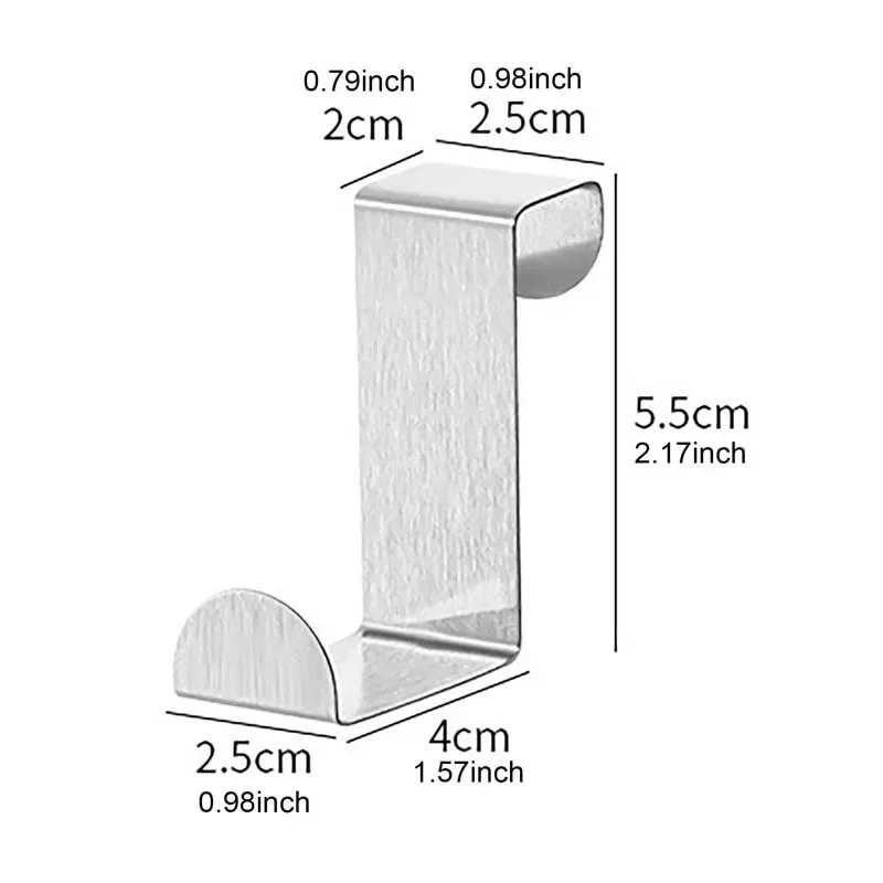 6/2/1Pcs Door Hanger Hook Stainless Steel Kitchen Cabinet Pull Over Door Hook Clothes Bedroom Bathroom Hanger Holder Multi Hook