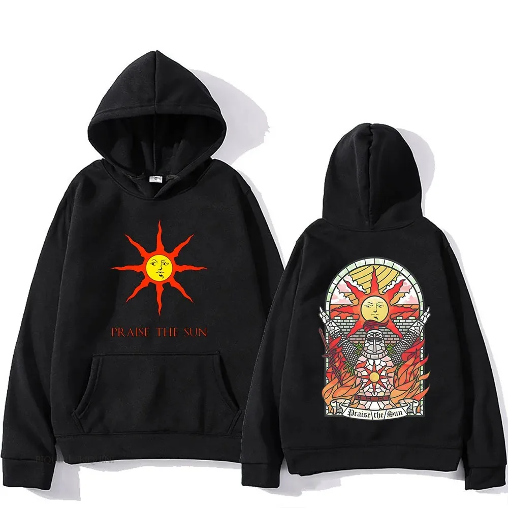 Dark Souls louent le soleil imprimé graphique périphériques Sweartshirts hommes sweat à capuche pour femme mode Streetwear décontracté surdimensionné pull