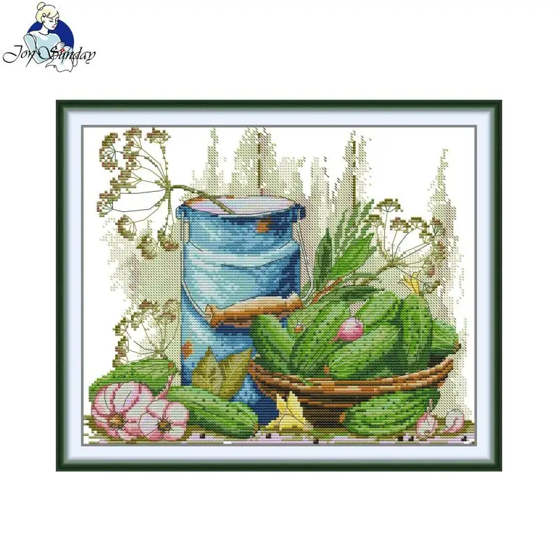 Joy Sunday It's Harvest Time Printed Cross Stitch Kit 11/14/16CT Aida Fabric DMC Thread DIY Embroidery Wall Decor Craft Gift