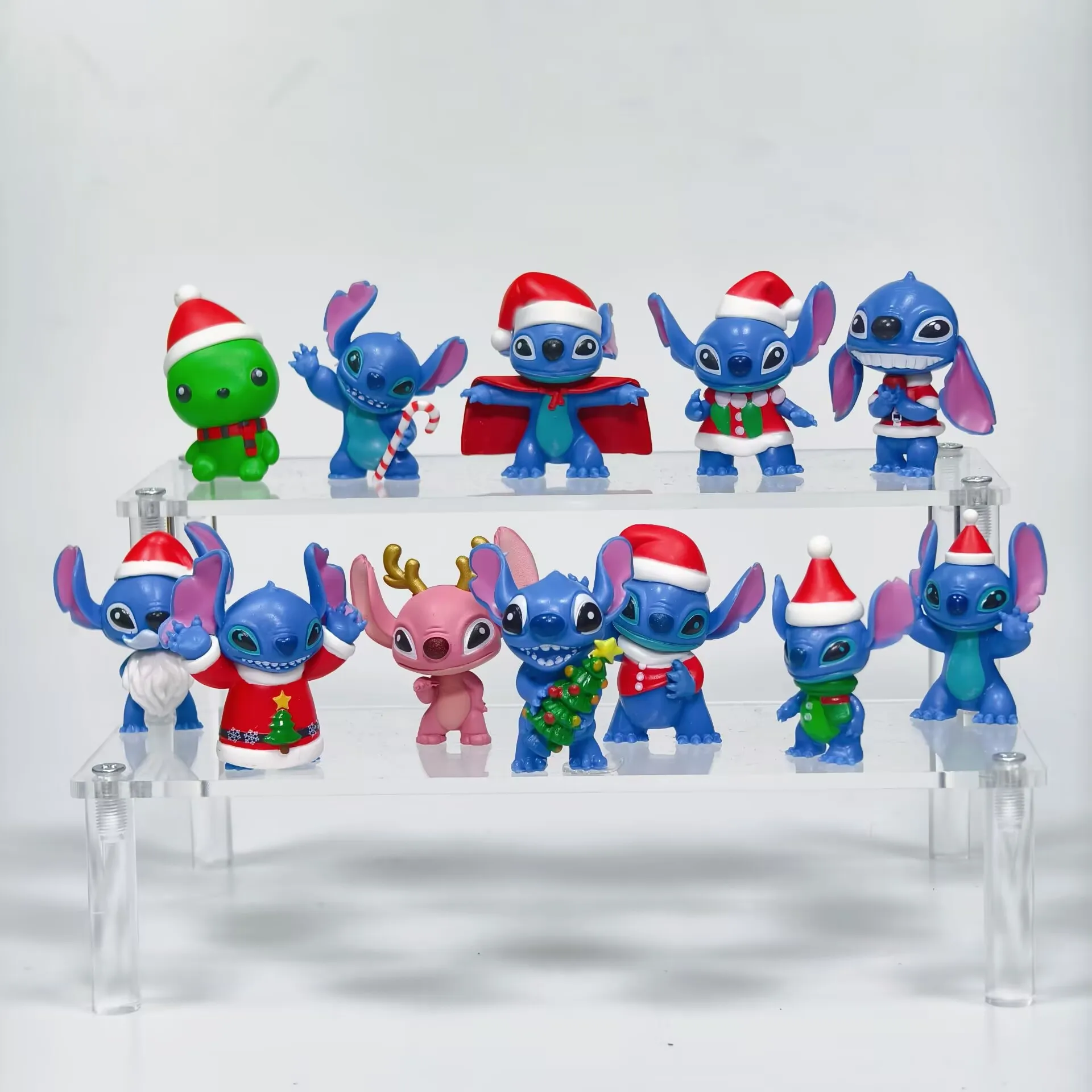 12 個アニメフィギュアステッチ人形漫画ステッチおもちゃの装飾品マイクロ風景ケーキ装飾モデル Pvc フィギュア子供の誕生日ギフト