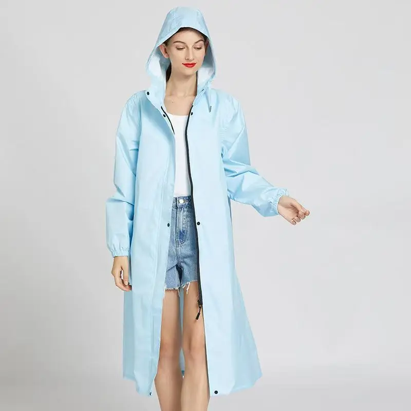 New Lightweight Breathable Women Zip Raincoat Waterproof Long Rain Coat Adults Outdoor Windproof Men Hiking Rainwear Jacket