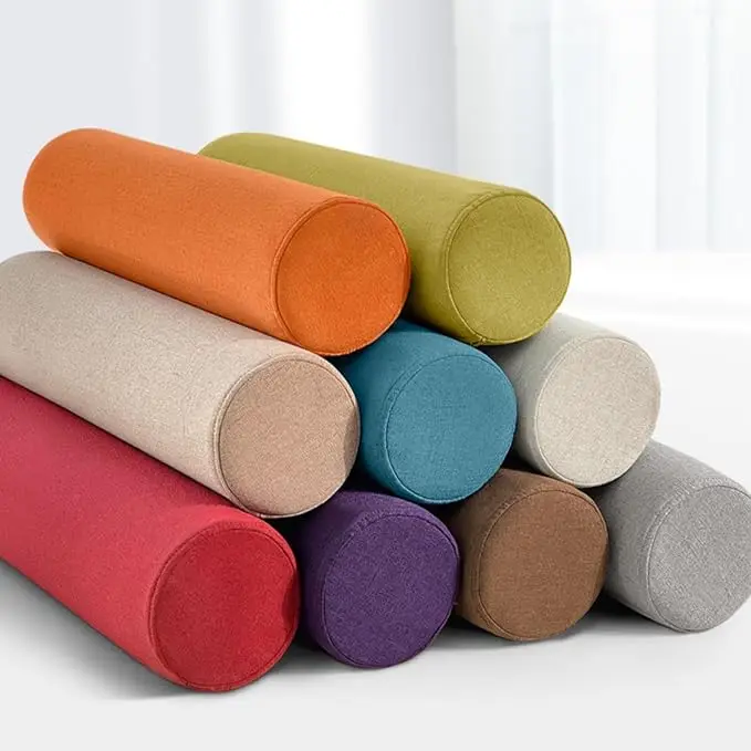 Custom Bolster Cushion Round Roll Long Pillow with Zipper Cervical Neck Lumbar Support Cylindrical Pillow Body Pillow for Adults
