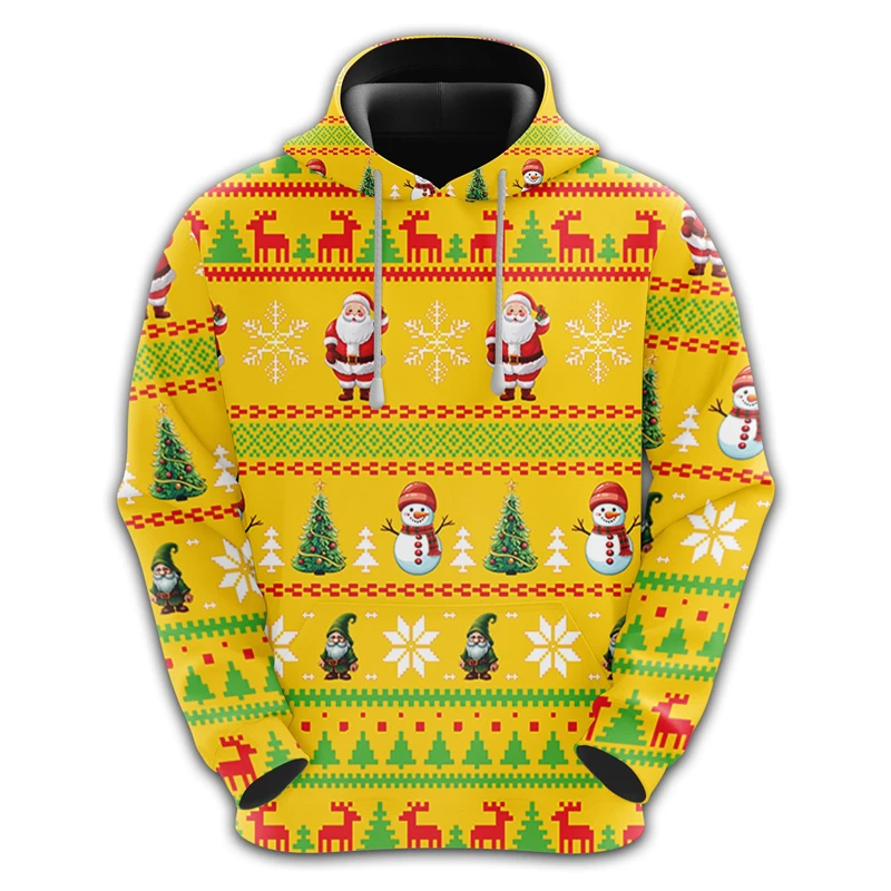 Frohe Weihnachten Grafik Sweatshirts Frohe Weihnachten Lebkuchenmann 3D-gedruckte Hoodies für Männer Kleidung Schneemann Geschenke Hoody Pullover