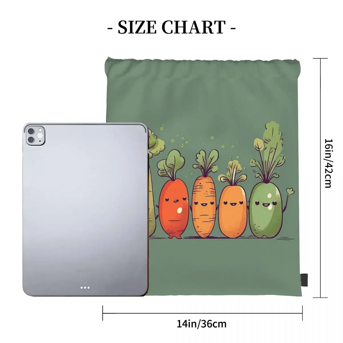 Happy Veggies Backpacks Casual Portable Drawstring Bags Drawstring Bundle Pocket Storage Bag BookBag For Travel Students