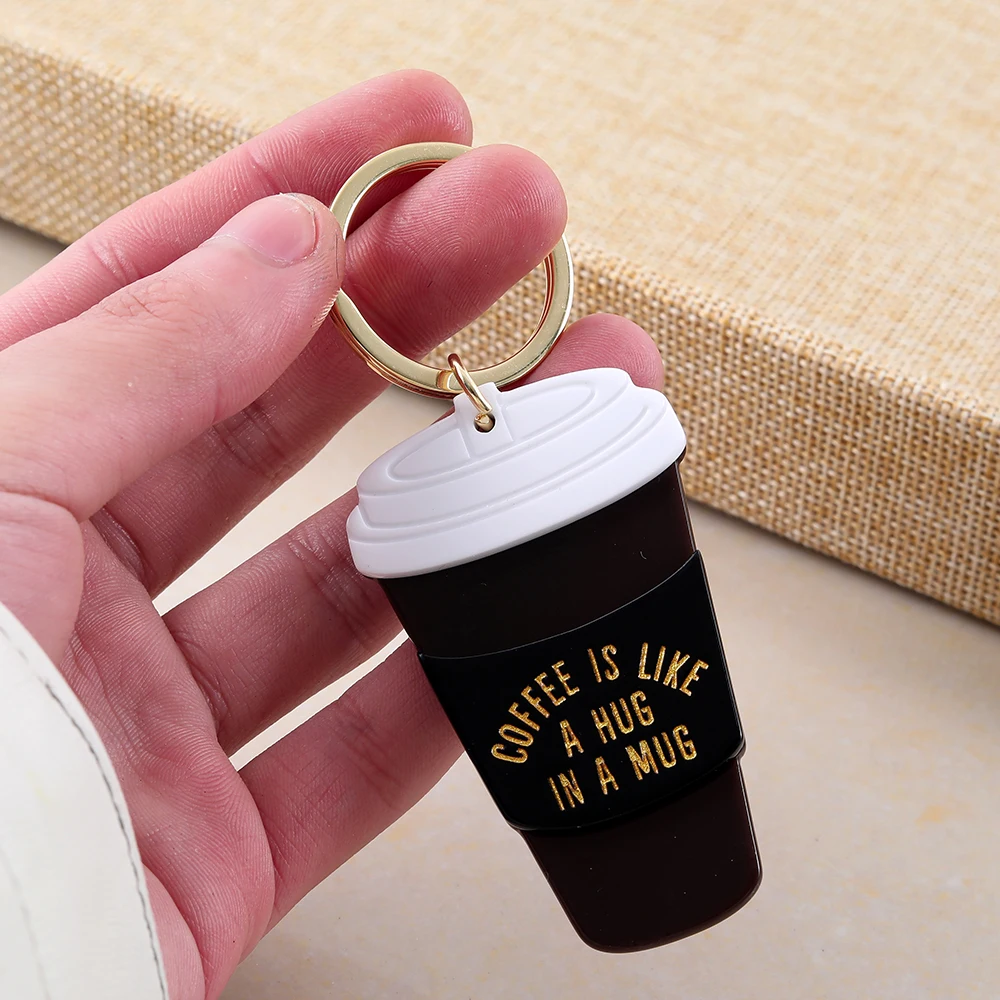 personalized black coffee cup keychain