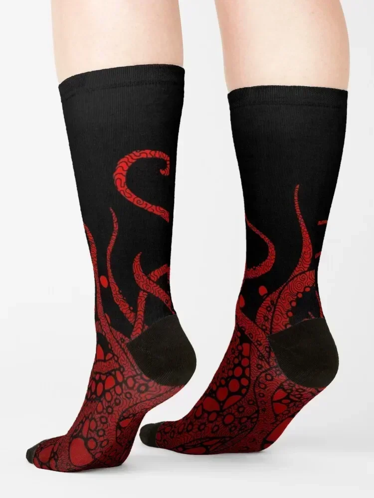 red tentacles on black Socks Climbing valentine gift ideas basketball golf Girl'S Socks Men's
