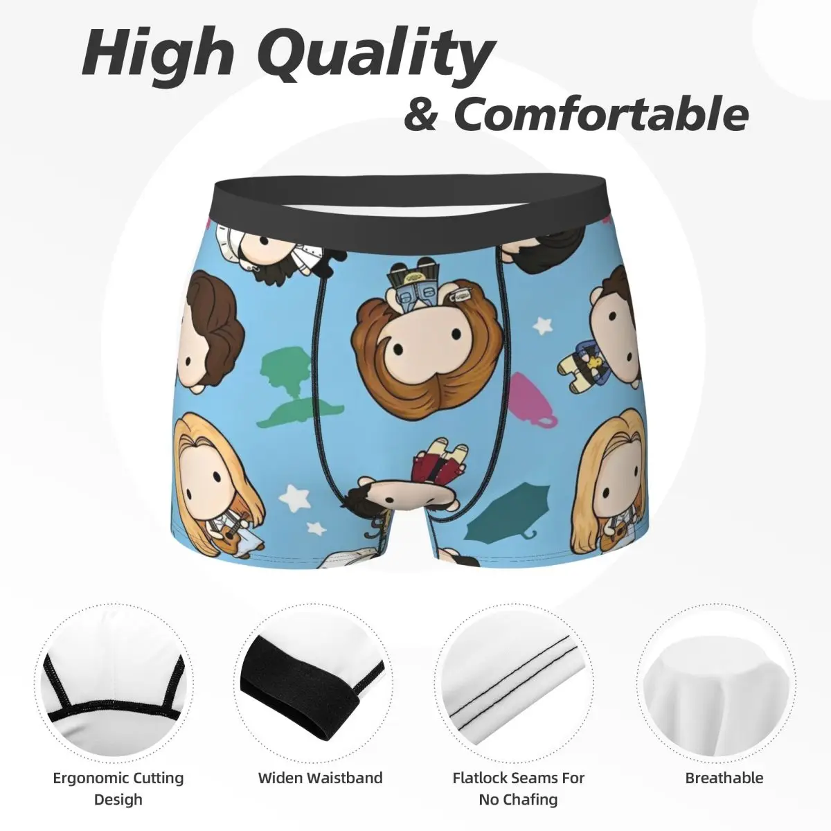 كارتون فريندز كوميدي الملابس الداخلية التلفزيون الأمريكي الذكور السراويل ملخصات تنفس الملاكم السراويل جودة كبيرة الحجم السروال #5