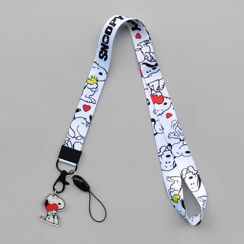 Snoopy Smycz do telefonu Anime Mężczyźni Karta na szyję Sznurek Klips Smycz do zawieszania Kreskówka Śliczne dzieci Anti-lost Safety Tether Brelok Łańcuch Lina