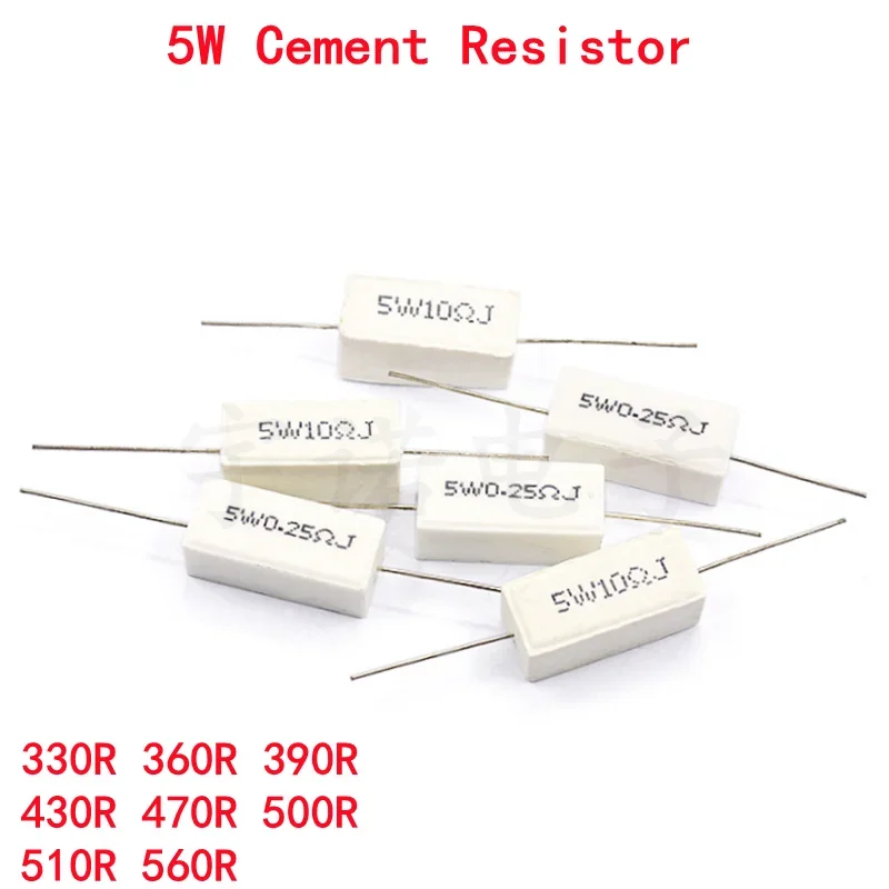 

10piece 5W 5% Cement Resistor New Power Resistance 330R 360R 390R 430R 470R 500R 510R 560R Ohms Accurate High Good Quality DIP