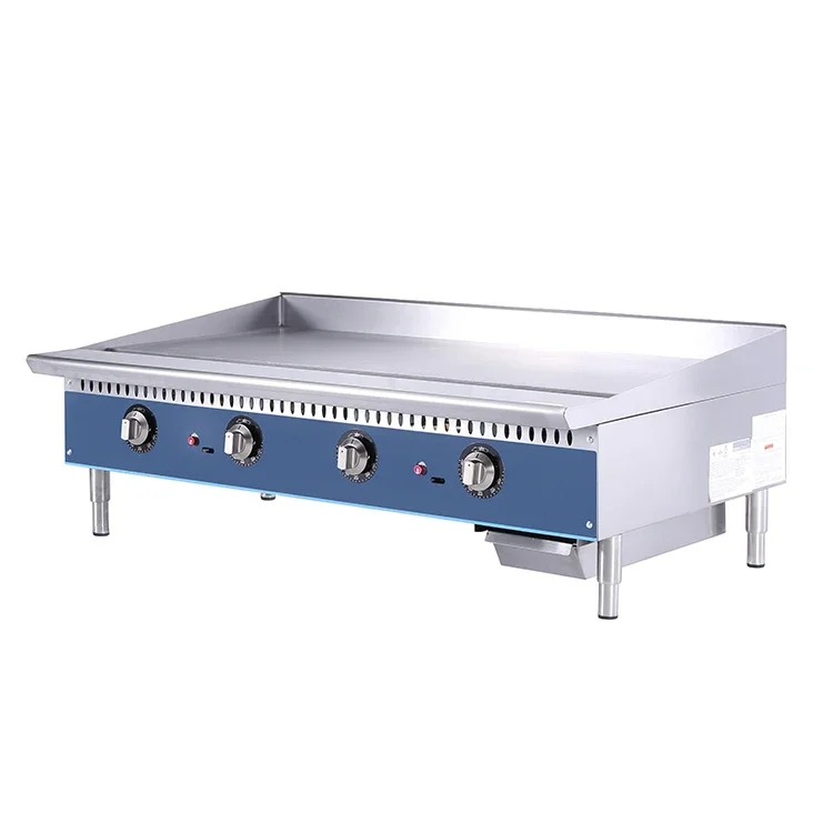 Commercial Kitchen Equipment Factory 25mm Grillage 48 Inches Thermostat Control Gas Griddle Teppanyaki Fried Meat Griddle