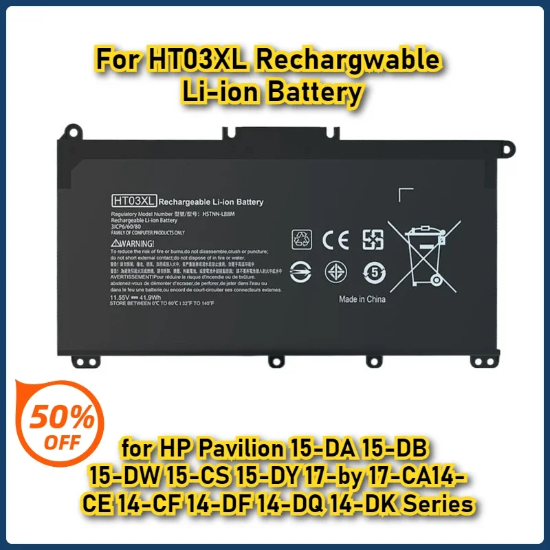 

HT03XL Laptop Battery L11119-855 for HP Pavilion 15-DA 15-DB 15-DW 15-CS 15-DY 17-by 17-CA 14-CE 14-CF 14-DF 14-DQ 14-DK Series