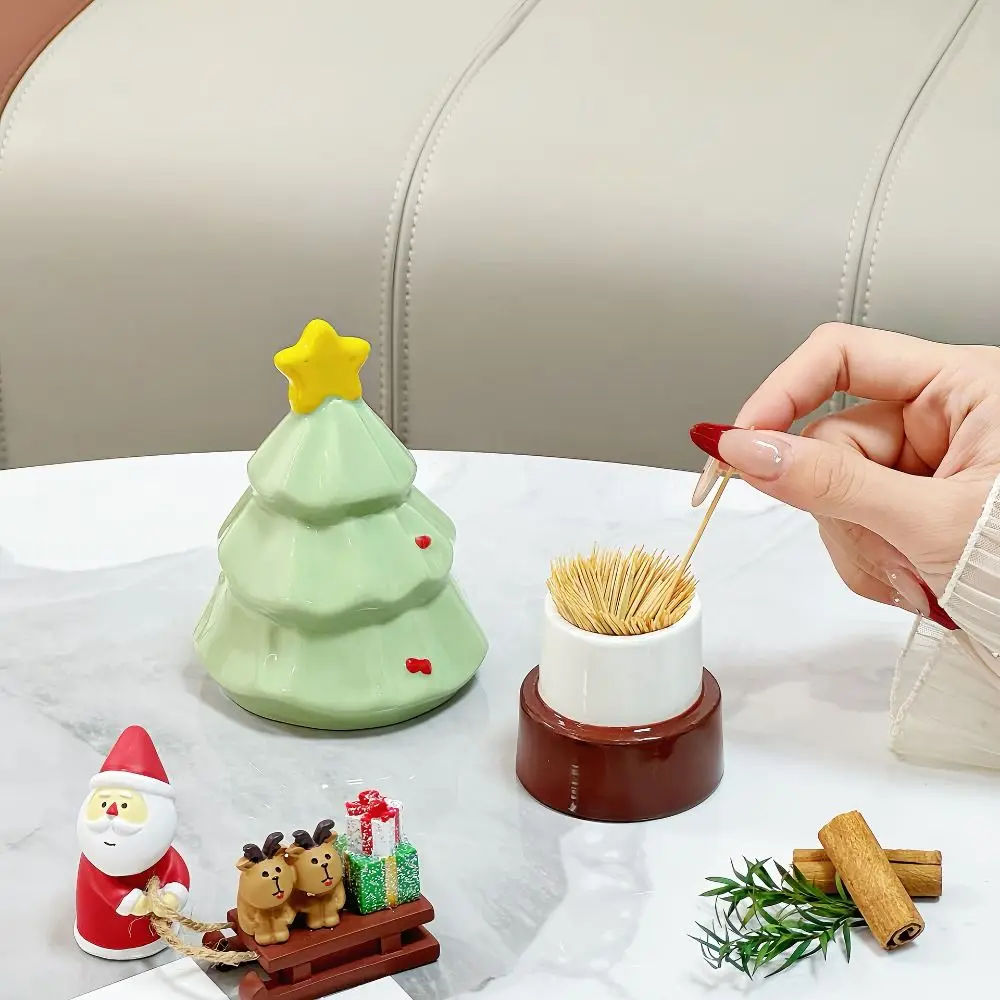 

Creative Cute Toothpick Holders Christmas Tree Shaped Household Ceramic Toothpick Organizer Large Capacity Decorative
