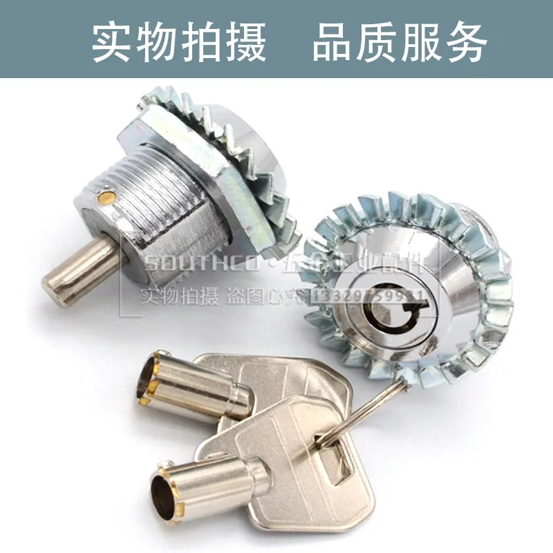 Cylindrical plum blossom head marble lock with spring push type telescopic round lock