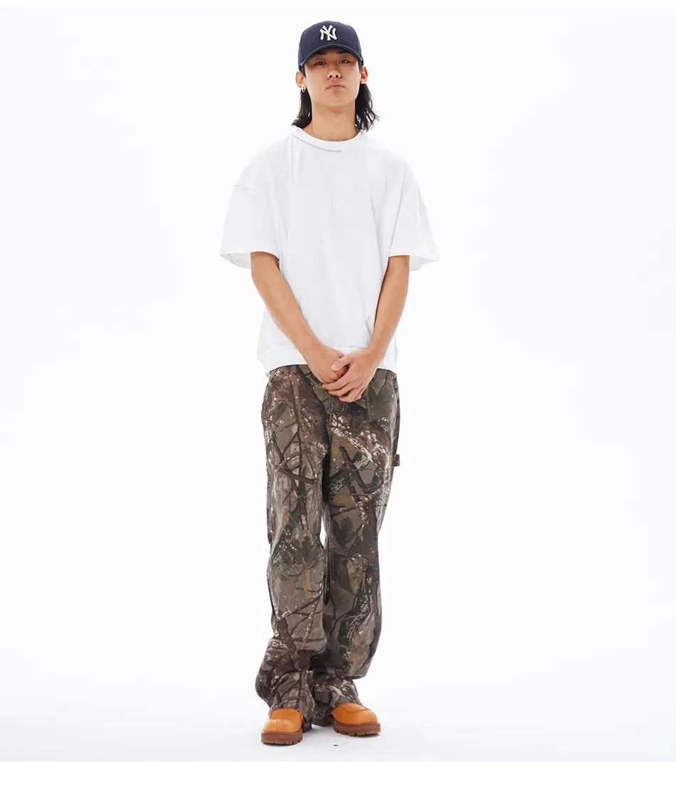 2024 Camouflage pants tree branch camouflage workwear Distress pants men's straight leg loose outdoor casual pants KZ1042