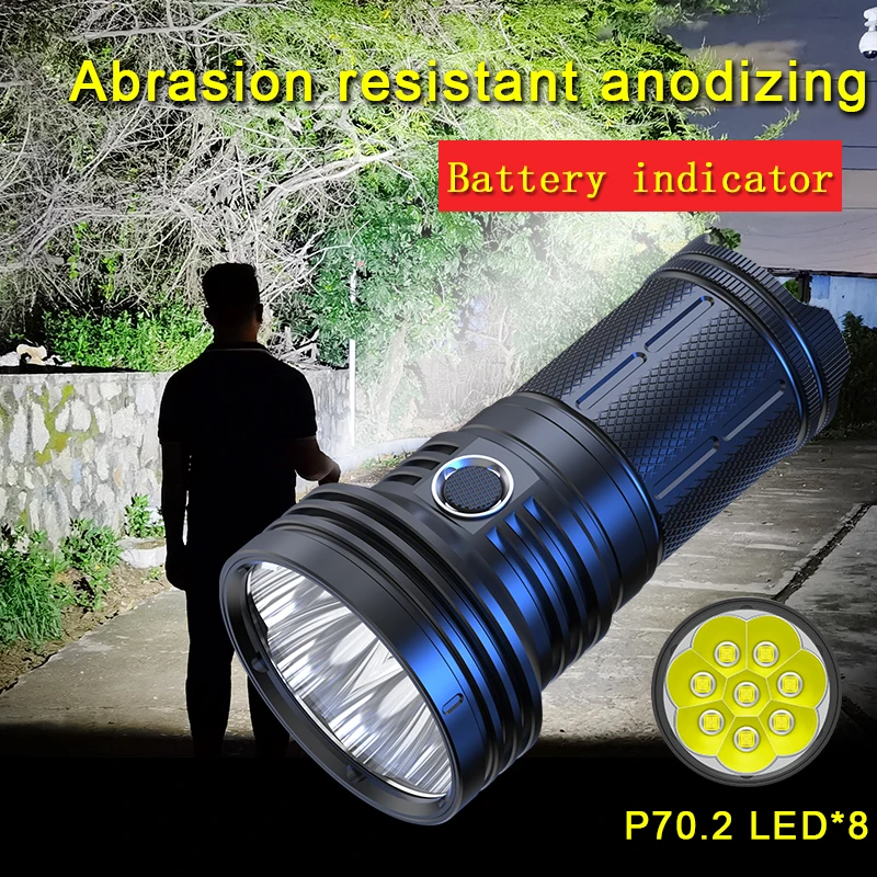 Real 45000LM 240W Super Strong Light LED Powerful Flashlight USB Chargeable Tacical Torch Hunting Survival Fishing Lantern PK80