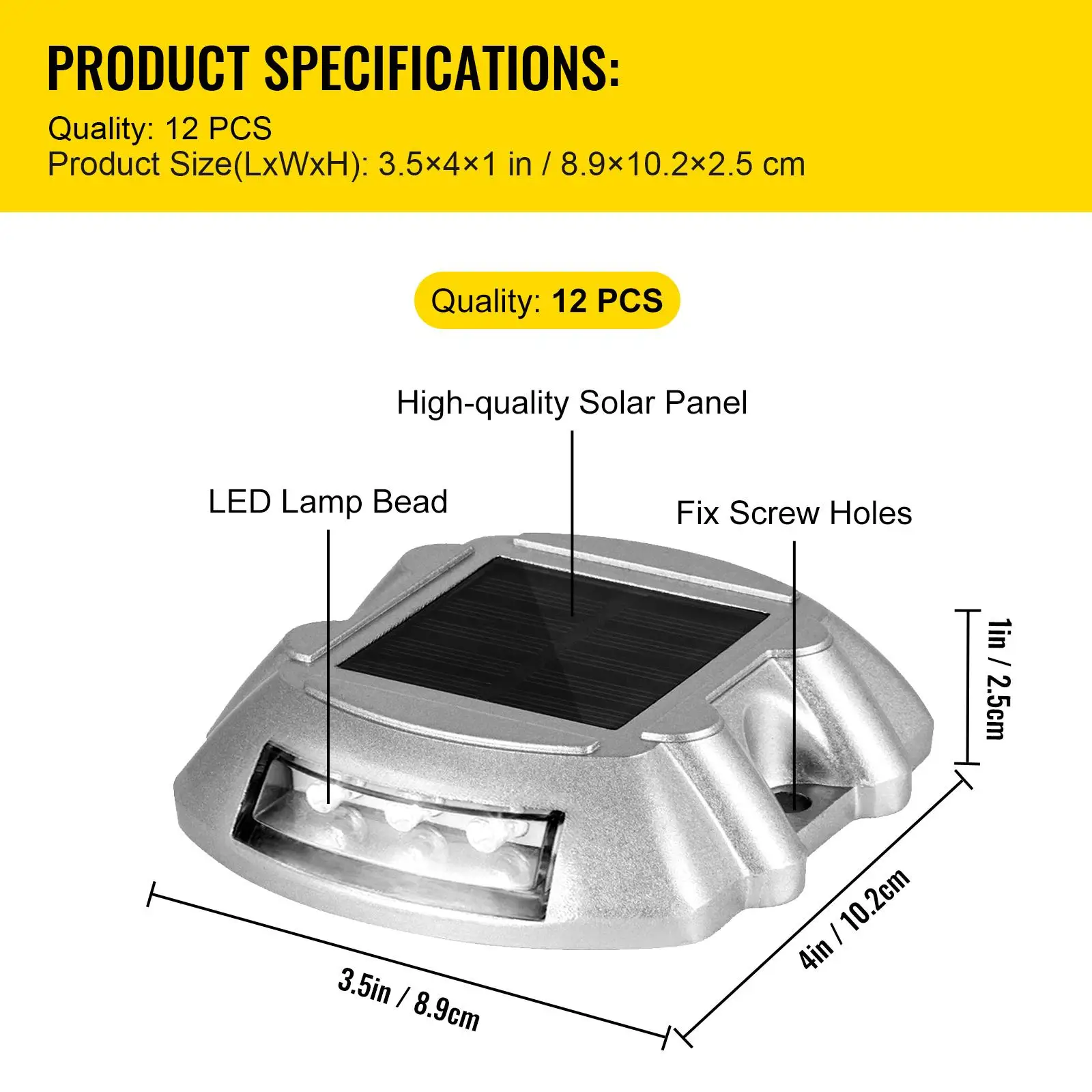 Solar Pathway Lights 12 Pack White 6 Weatherproof Outdoor Deck Step Lights with Screws for garden Walkway Driveway Stairs