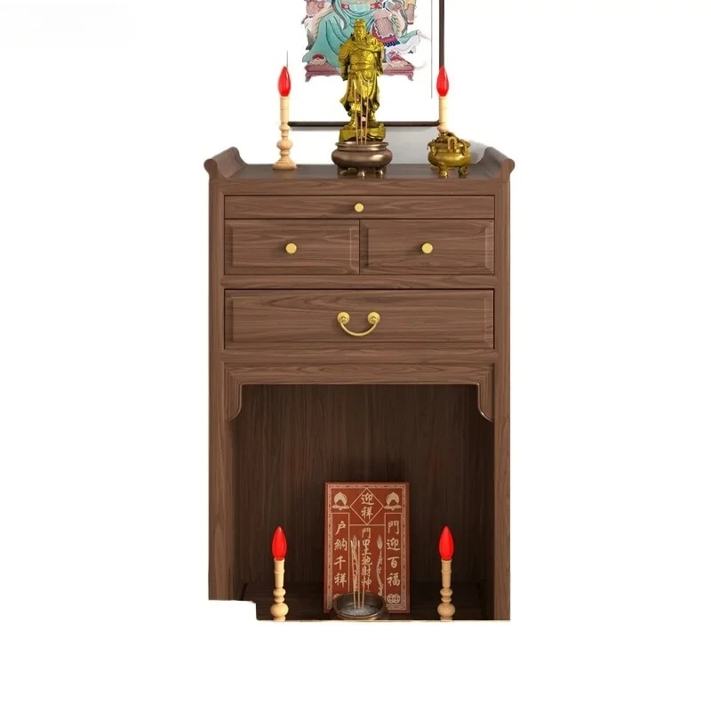 Black Walnut Solid Wood Landlord Cabinet Shentai Cabinet Serving Table Incense Case God of Wealth Table Gong Tai