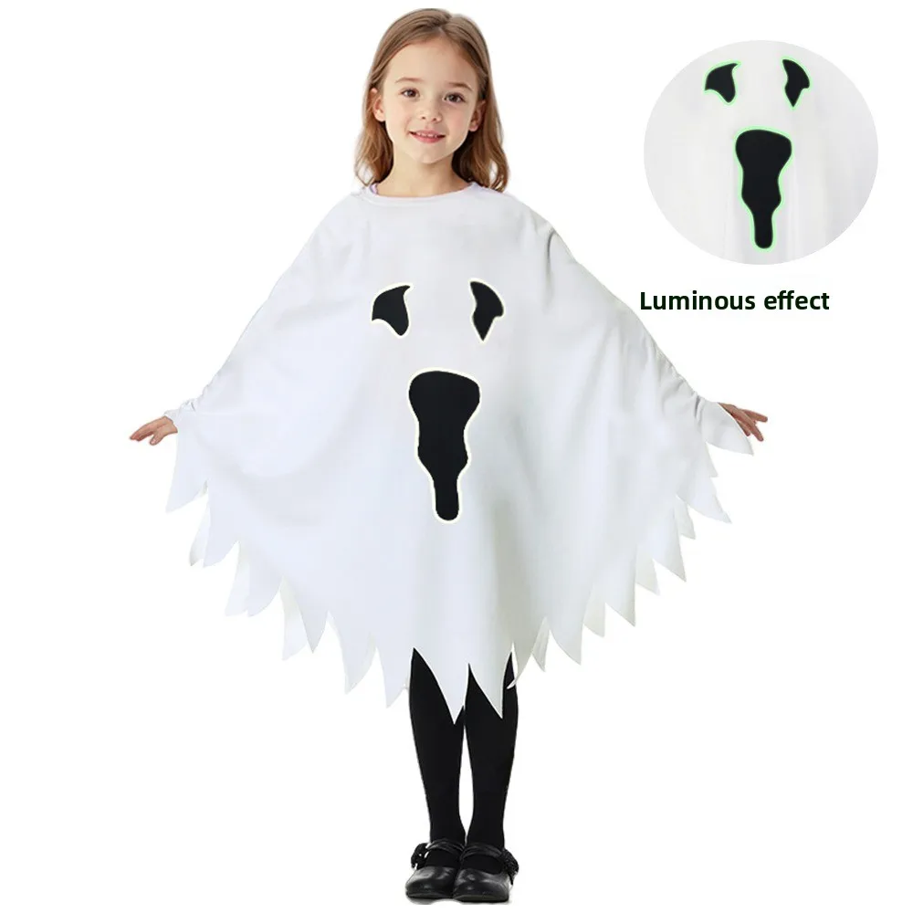 Clothing Prop Glowing Ghost Cape Party Cloak Fun Interaction Children's Halloween Costume Black Loose Luminous Ghost Shawl