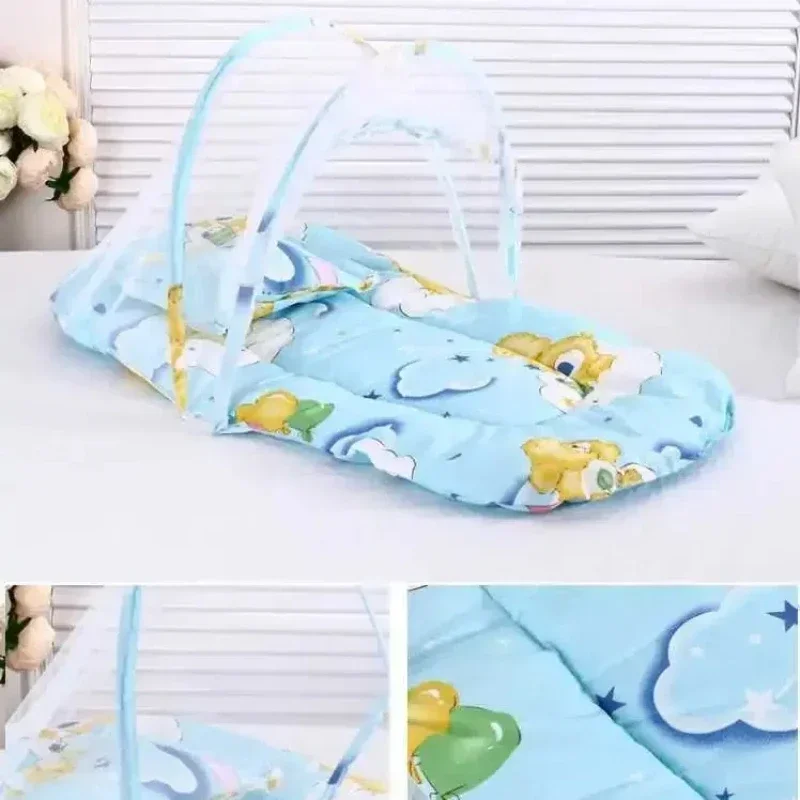 Portable Foldable Baby Bedding Set-Infant Bed Mosquito Net with Cotton Pillows Crib Netting for Mosquito Prevention Home/Travel