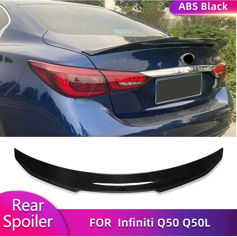 

ABS Gloss Black Car Rear Trunk Spoiler Wings for Infiniti Q50 Q50L Sedan 4-Door 2014-2021 Auto Boot Lid Wing Lip Rear Spoiler