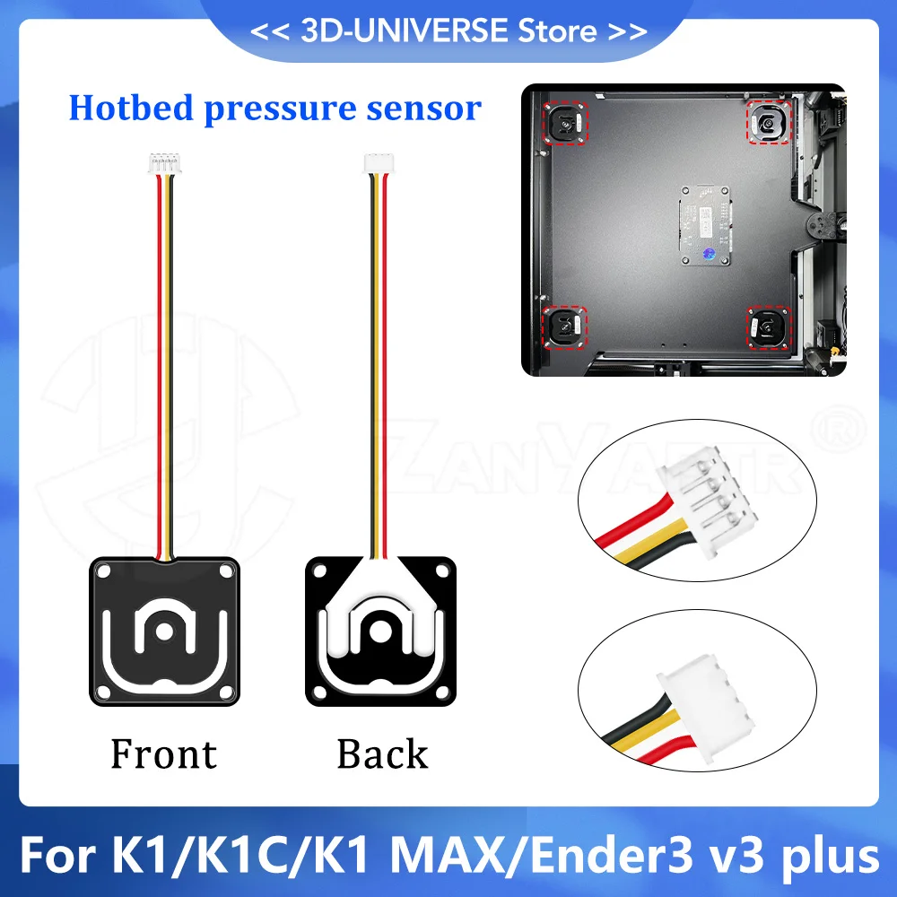 For K1/K1C/K1 MAX/Ender 3 V3 Plus Micro Hotbed Pressure Sensors Strain Gauge 34x34mm 3D Printer Accessories