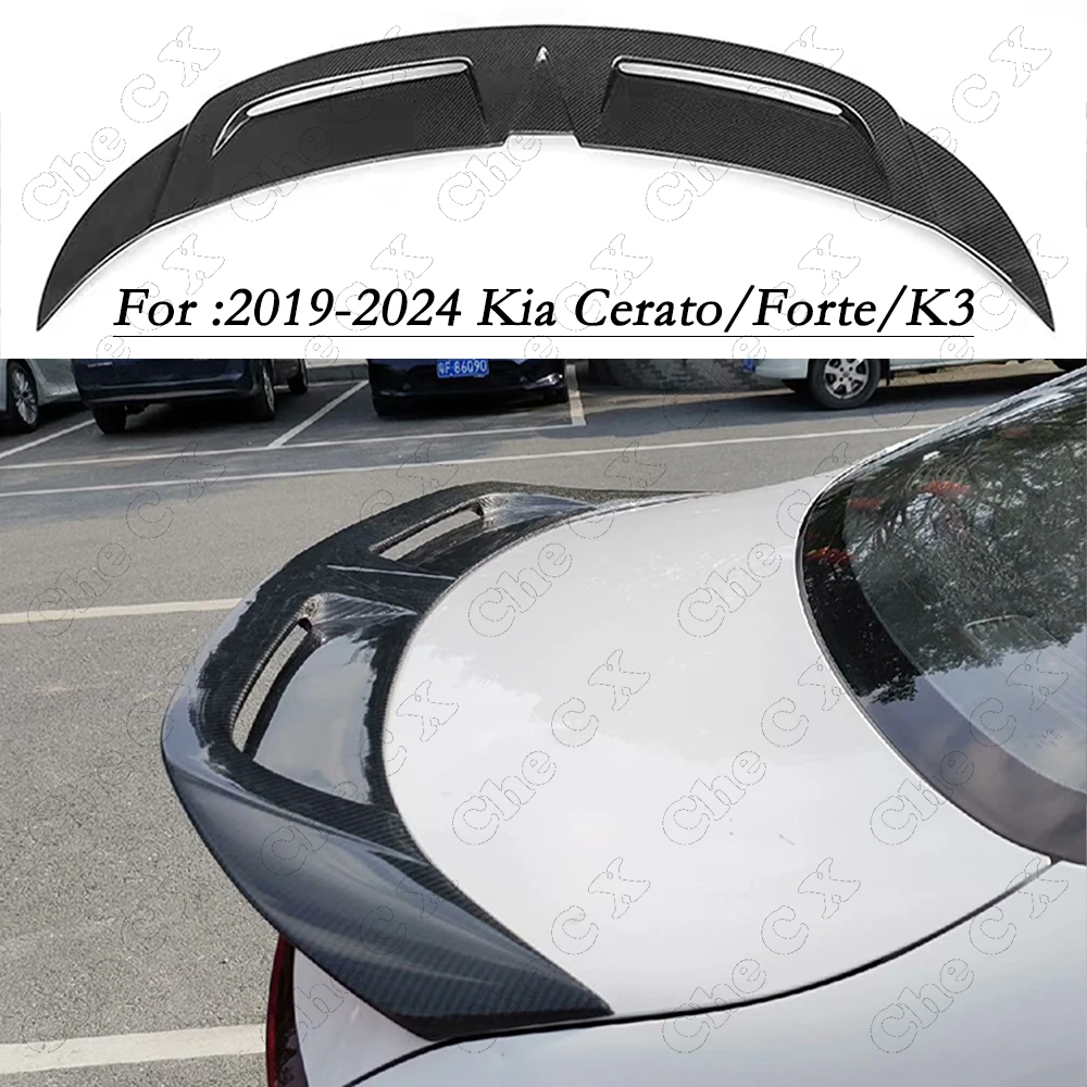 Real Carbon Fiber Spoiler Car Rear Trunk Wing Type Hollow Out Style Ducktail Spoiler For Kia Cerato Forte Sport Gt 2019-2024