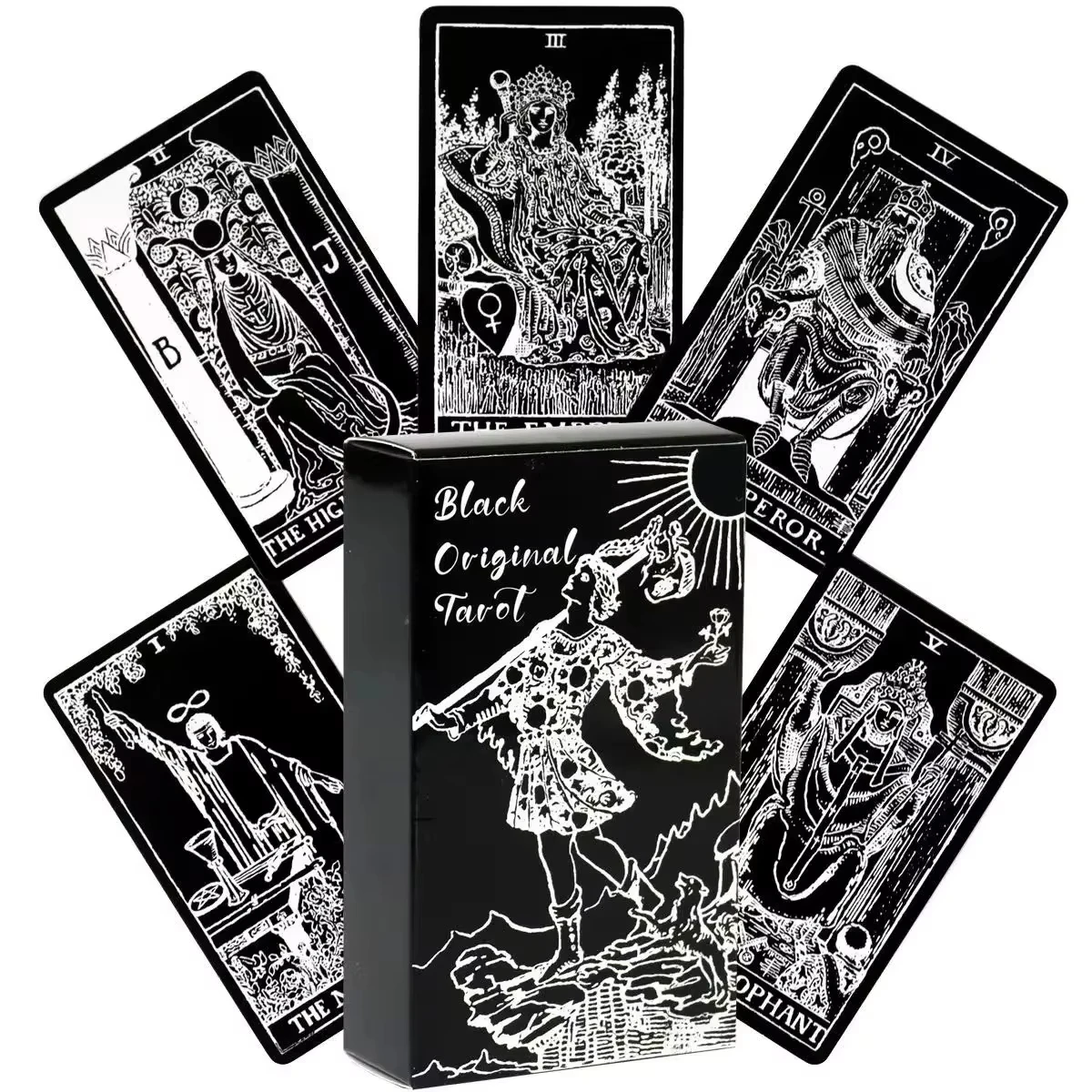 Black and White Rider Tarot Deck 78 Pcs Tarot Cards for Beginners Rider-waite Tarot System Pocket Size