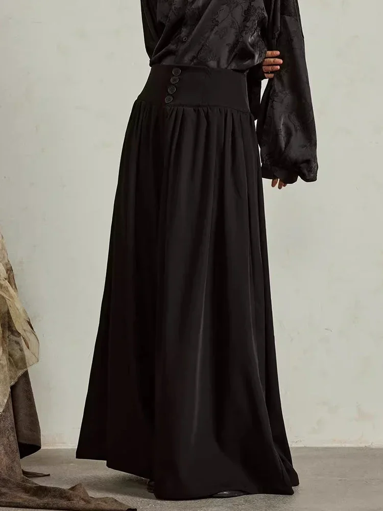 XITAO Jednolite Kolory Nowe Spodnie Damskie w Chińskim Stylu Casual Luźne Ciemne Guziki Modne Nowe Jesienne Damskie Spodnie z Szerokimi Nogawkami ZYY1042