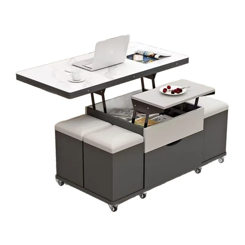Multifunctional coffee table dual-purpose small apartment tea set household dining table lifting integrated tea table