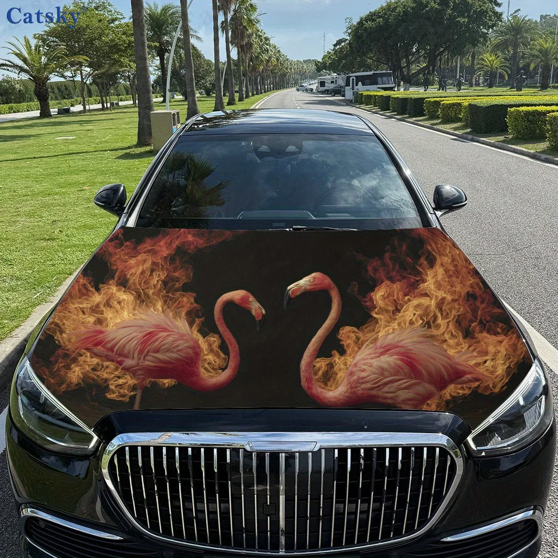 Cool flamingo print,car hood stickers,PVC waterproof Self adhesive car hood sticker,car hood decoration protection stickers,Auto
