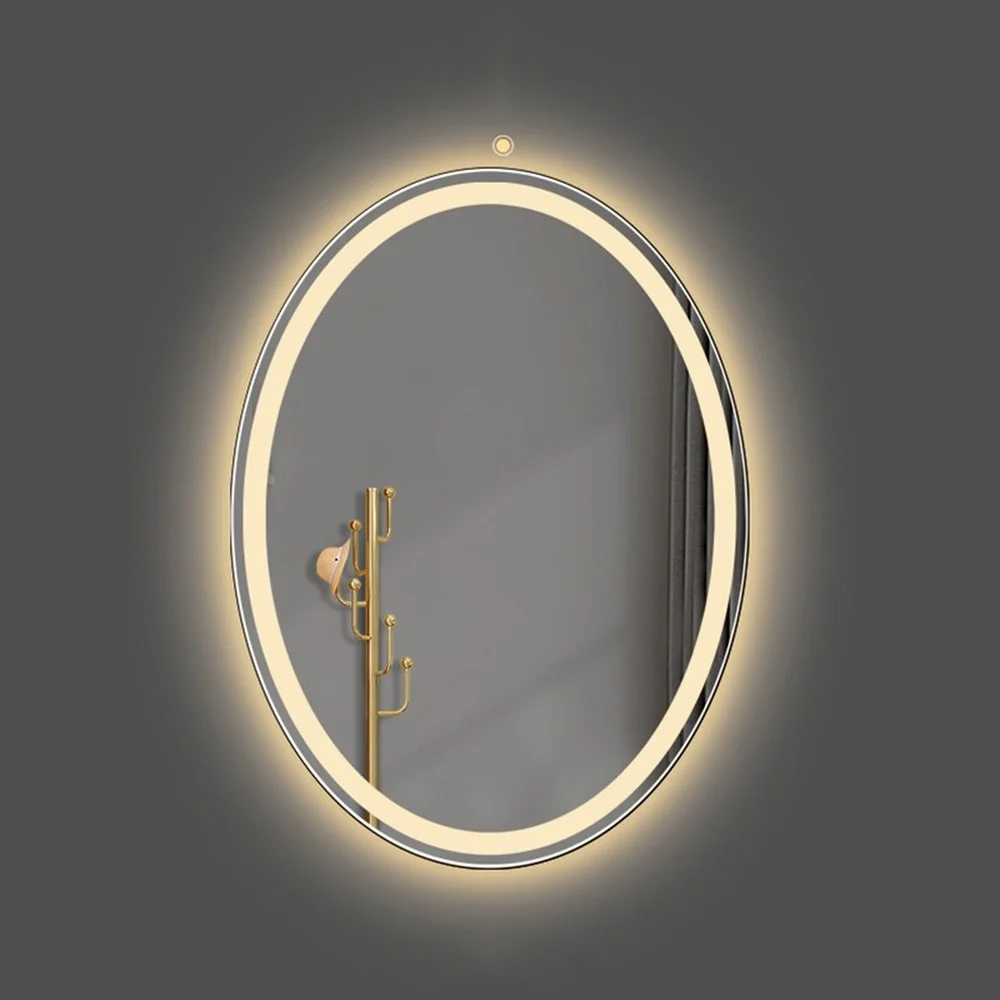 

Large Modern Frameless Smart Mirror LED Light Oval Wall Travel Shaving Mirror Toilet Makeup Espejo Redondo Washroom Accessories