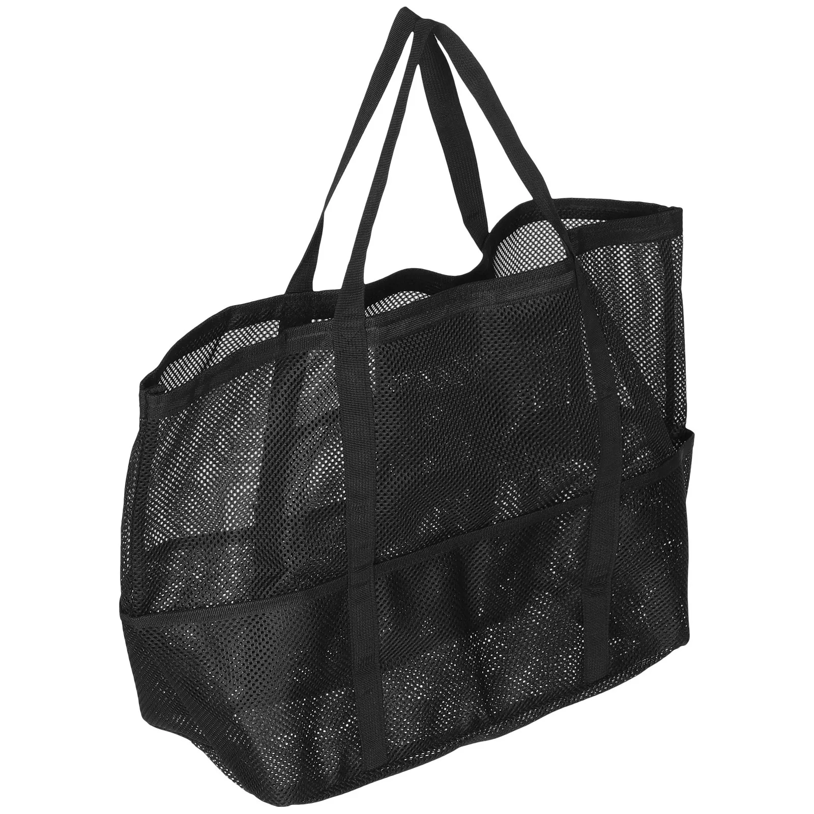 Large Mesh Swim Beach Tote Bag with Zipper Pocket Portable Lightweight Handle Design for Outdoor Sand Storage Pool
