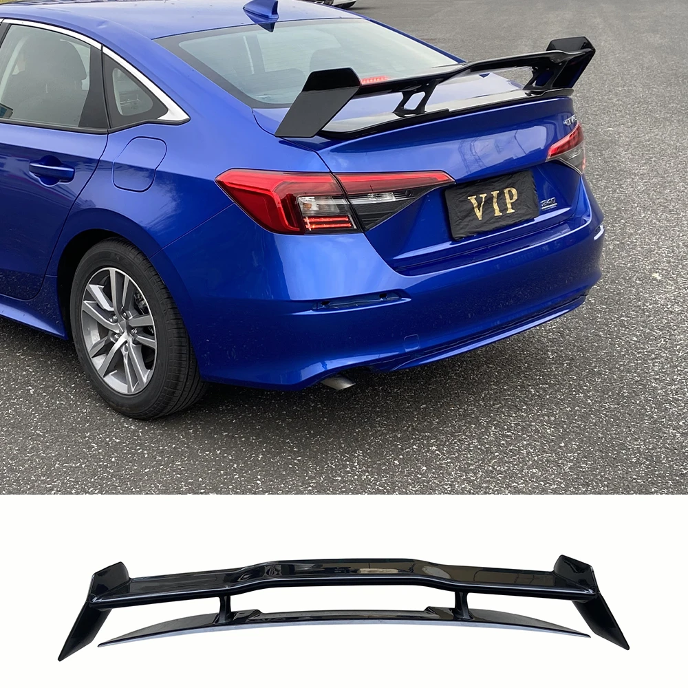 Factory outlet gloss black rear body kit car spoiler bilayer tail wing for Hondas Civic 2022+