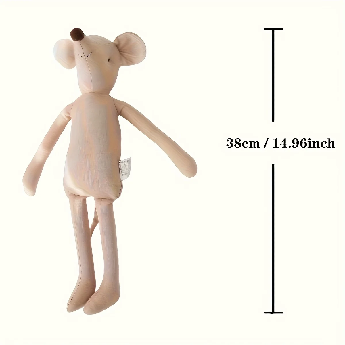 38cm/14.96in Soft Linen Mouse Cloth Doll, Linen Fabric Filled Animal Creative Cartoon Doll, Matching Fashion Cloth