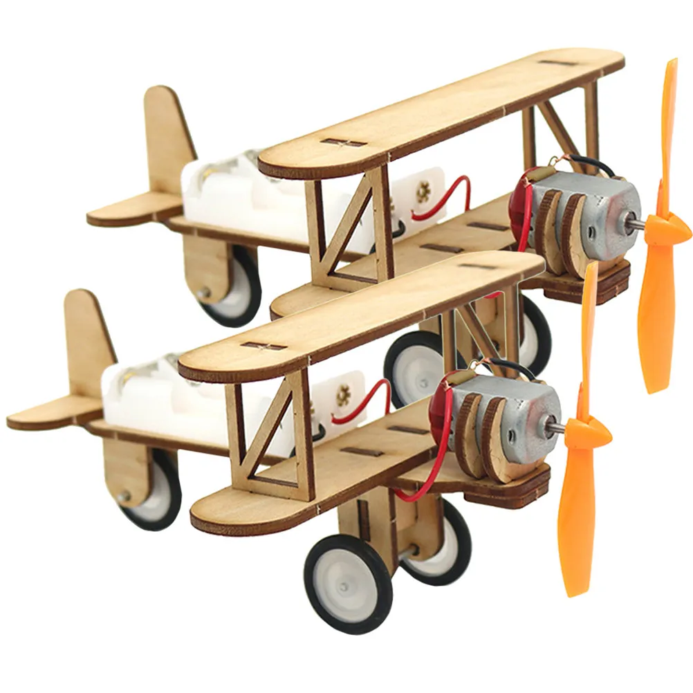 

2Pcs Electric Gliding Airplane 3D Wooden Puzzle DIY Kit for Children's Educational Play Develops Motor Skills Perfect Home