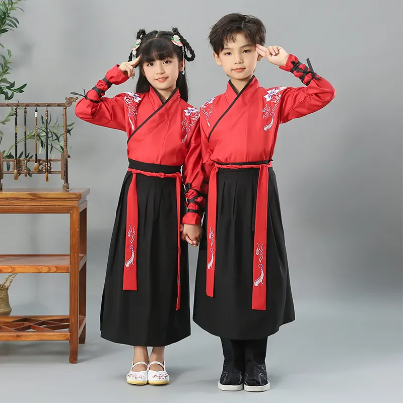 Kids Set Ancient Chinese Costume Dance Performance Cosplay Chinese Traditional Dress for Girls Show Child Hanfu Dress Clothing