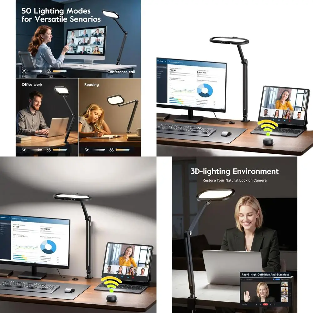 

Adjustable Eye-Care Desk Lamp with Dimmable Remote, Memory Function for Home Office, Study, and Video Conferencing