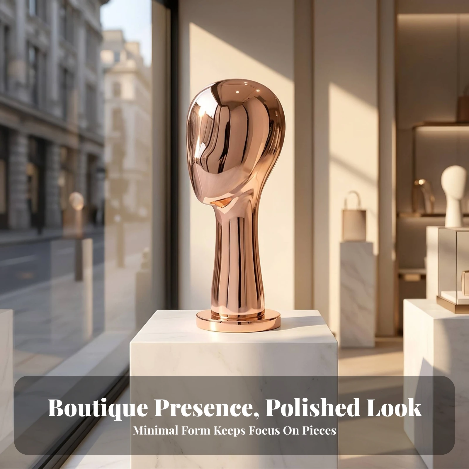 Mannequin Head Electroplated Mannequin Head with Base Smooth Glossy for Boutiques, Shop Storefronts, Counters