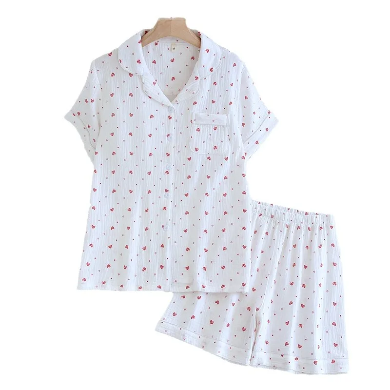 بيجامة حلوة للسيدات صيفية جديدة من القطن الخالص بأكمام قصيرة مجموعة ملابس منزلية صيفية لطيفة