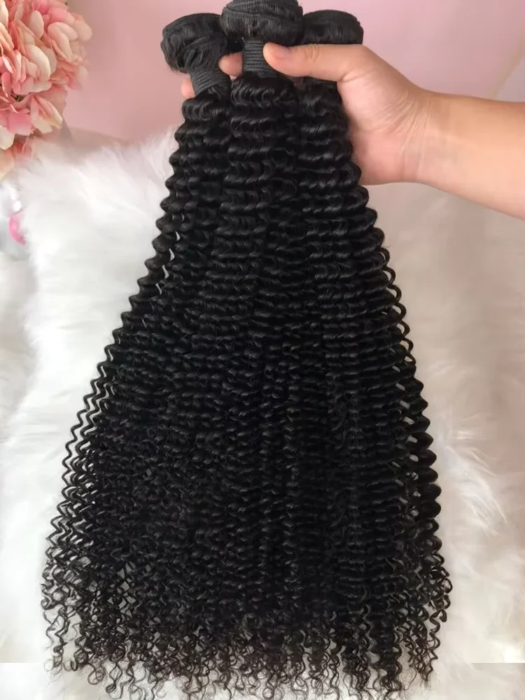 

30-дюймовые бирманские кудрявые вьющиеся человеческие волосы, наращивание, естественная волна, необработанные Remy, 100% необработанные плетения, наращивание, двойной уток