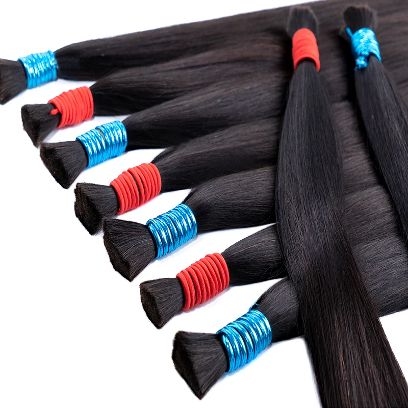 Nessuna trama Estensioni dei capelli umani reali al 100% per le donne Capelli vergini Remy Bulk Intrecciatura di capelli indiani vergini neri naturali non trattati