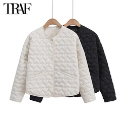 TRAF White Quilted Jacket Women Parkas Long Sleeve Padded Coat Woman Outerwears Demi-season Jacket for Women Winter Jacket Woman