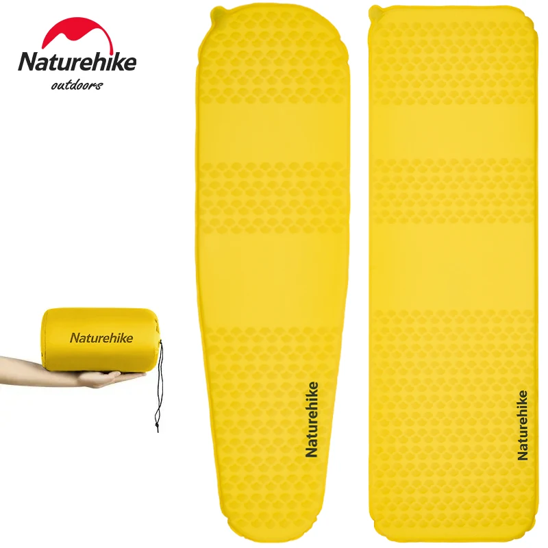 Naturehike R 3.5 Self-inflating Mattress Folding Inflatable Foam Sleeping Pad 20D Nylon TPU Camping Mat Lightweight Beach Travel
