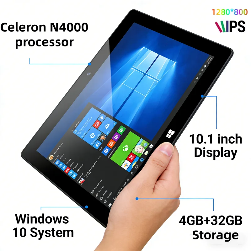 MTL10W 64bit Windows 10 Tablet PC 10.1 INCH Celeron N4000 CPU 4GB RAM 32GB ROM 1280*800 Screen Resolution 4000mAh HD-MI Port