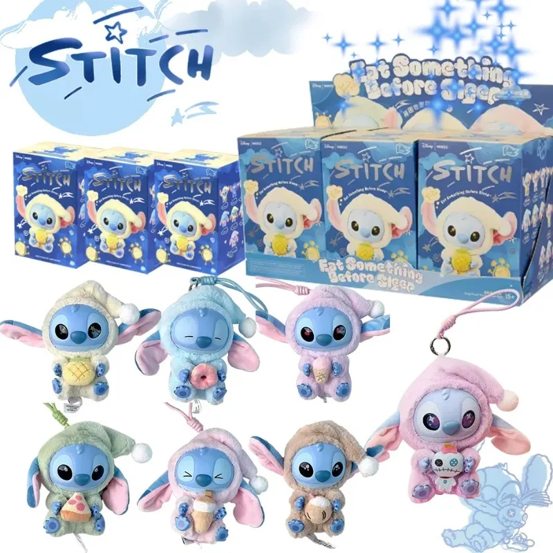 Disney Stitch Eat someting Before Sleep Vinyl Blind Box Cute Plush Pendant Dolls Desktop Ornament Mystery Toys Collectors Gifts
