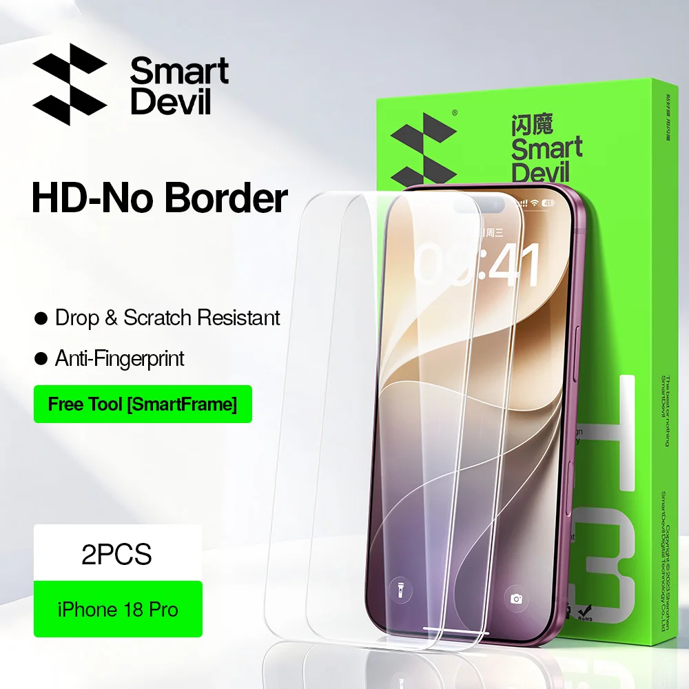 Protetor de Tela SmartDevil 2/3 peças HD para iPhone 17 Pro Max 17 Air 16, Película de Vidro Temperado Anti-impressão Digital para iPhone 16 Pro 15