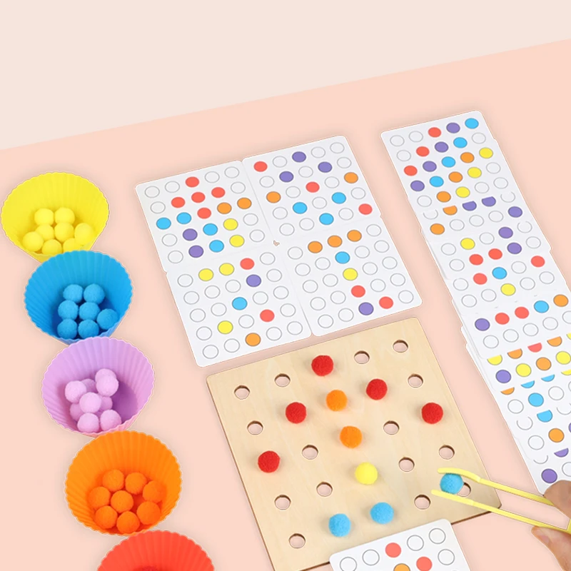 Jouet de perles à Clip en bois Montessori, entraînement à la motricité Fine, tri des couleurs, jouets éducatifs d'apprentissage précoce pour enfants