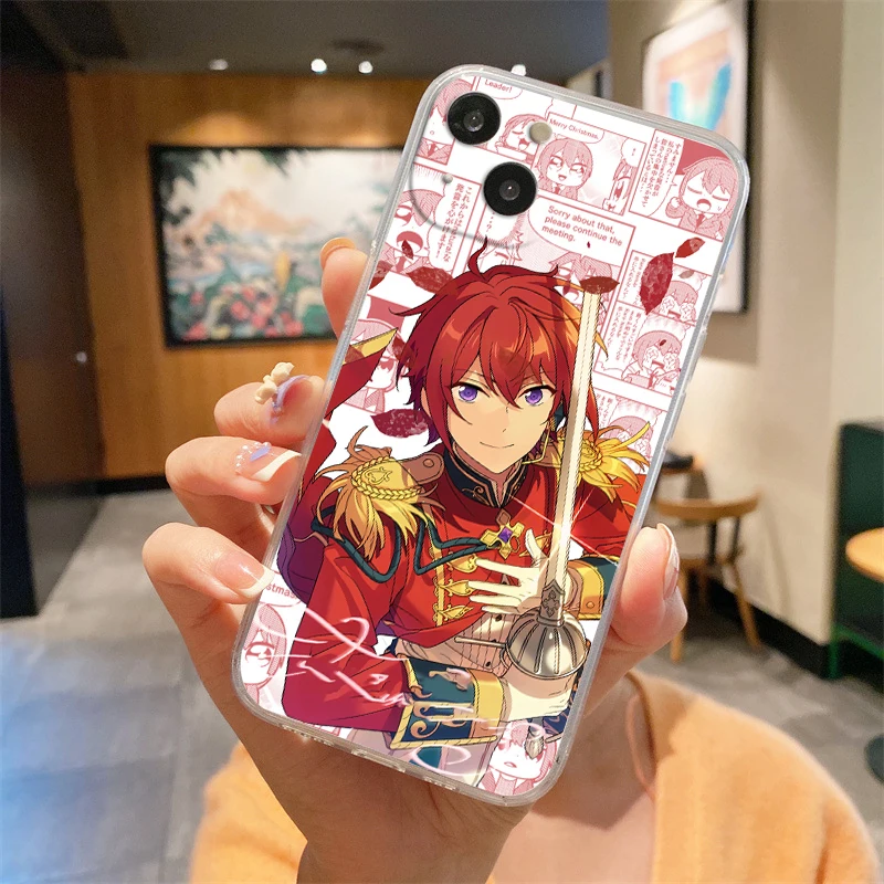 Anime Ensemble Stars Transparente Handyhülle für iPhone 15 14 13 12 Mini 11 Pro Max XS X XR SE 7 8 Plus Soft Straight Edge Cover